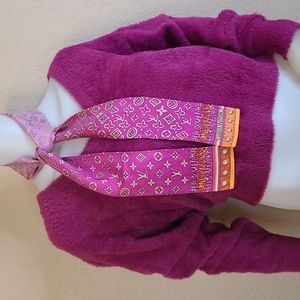 NWT SPLENDID ANTHROPOLOGIE FUSCHIA PINK V NECK LONG SLEEVES SOFT FUZZY TOP